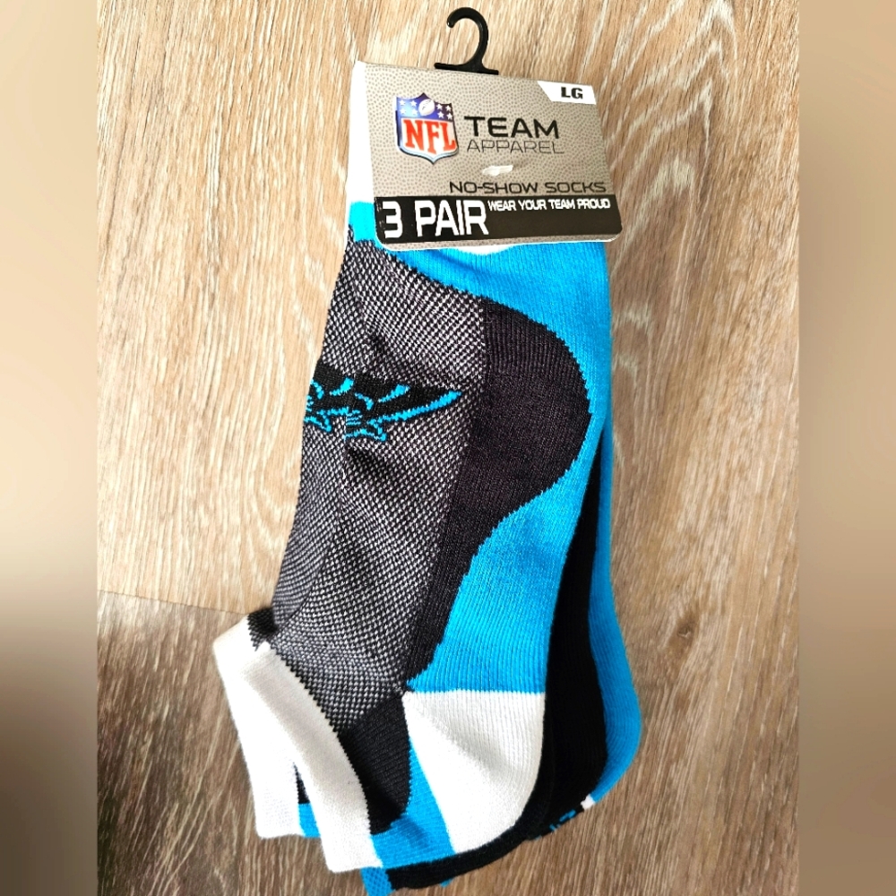 NEW NFL Carolina Panthers 3 pair no show socks mens womans large